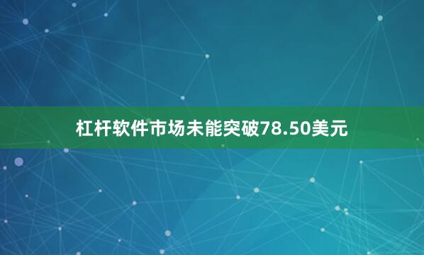 杠杆软件市场未能突破78.50美元